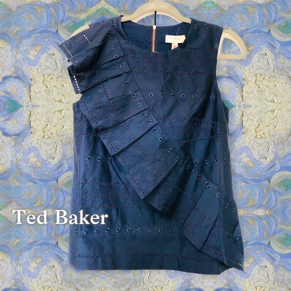 NWT: Ted Baker Forelli Ruffle Embroidered Top‎